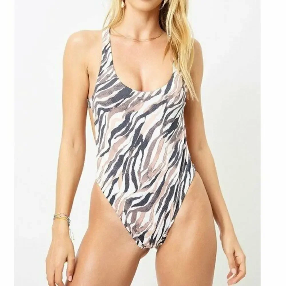 Frankies Bikinis Venom Tiger One Piece Swimsuit S